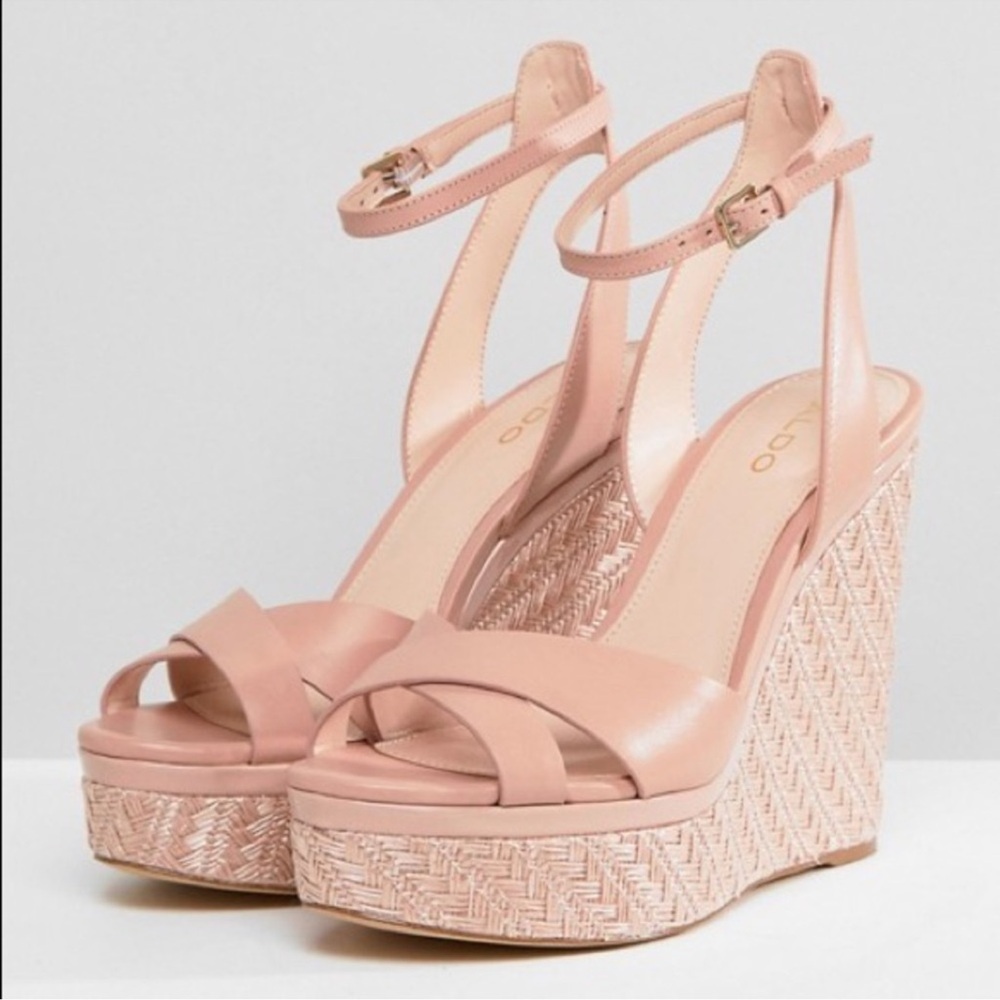Aldo pink wedges sandals heels
